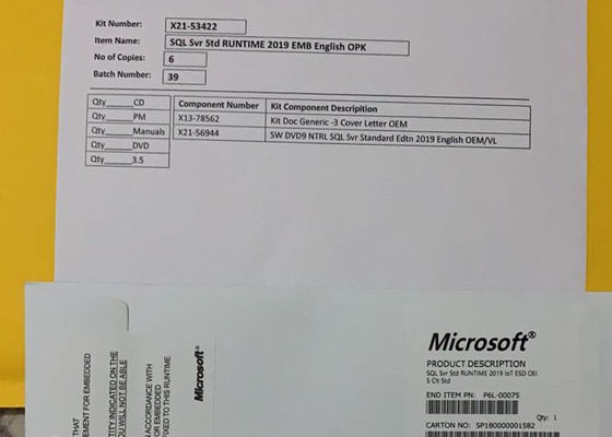 Microsoft Windows Sql Server 2019 Standard DVD Yazılım Lisans Anahtarı