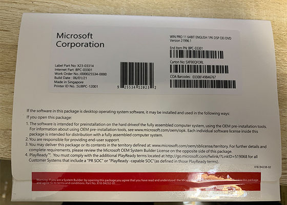 Orijinal Windows 11 İşletim Sistemi Yazılımı DVD Anahtarı Ömür Boyu Garanti
