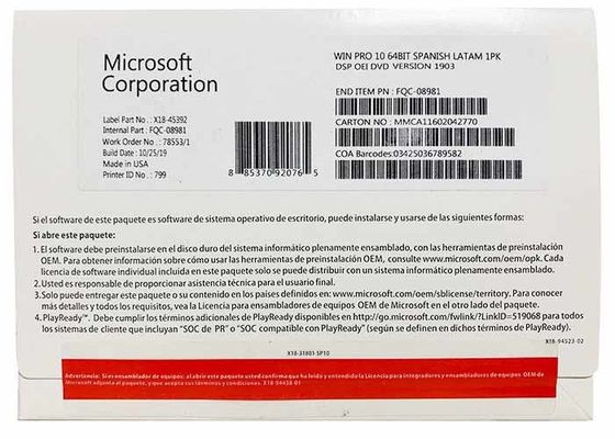 Dijital İndirme Microsoft Windows 10 Professional 64 Bit OEM DVD İngilizce Sürümü